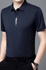 衬衫潮流上衣短袖2024年纯色百搭翻领宽松夏季POLO衫CGF617A，男装Polo衫，钱塘6003（原4033）