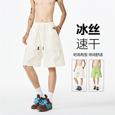抖音品质夏季新款褶皱速干宽松冰丝短裤B315-K25599-特p25控48，男装牛仔裤，电商B315