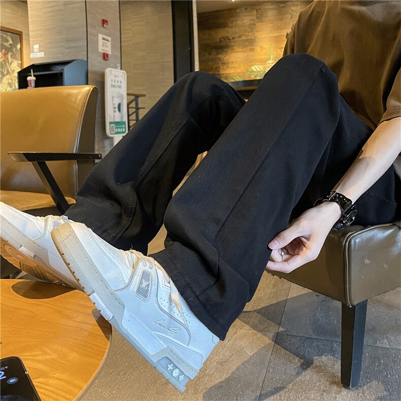 黑色直筒牛仔裤宽松微弹百搭长裤A061-EX2639-P45图片