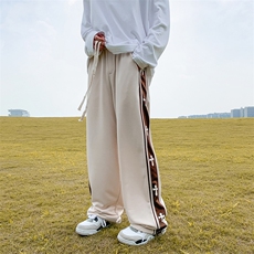 美式复古宽松直筒阔腿裤男款潮牌十字架拼接运动裤K7345-P31，男装休闲裤，星座512-3