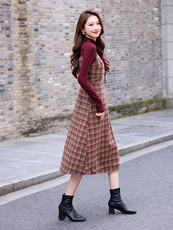 2024秋冬装新款气质优雅时尚潮流打底衫吊带连衣裙修身显瘦两件套，女装套装/套裙，奋斗女王