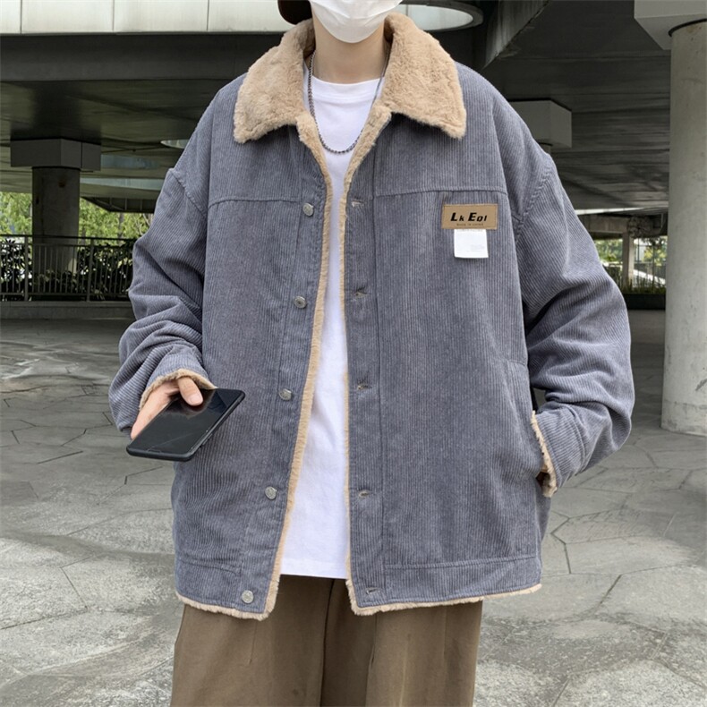 羊羔毛加厚翻领棉服棉衣冬季新款宽松休闲百搭帅气外套W6301-P65,男装棉衣,星座512-2