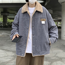羊羔毛加厚翻领棉服棉衣冬季新款宽松休闲百搭帅气外套W6301-P65，男装棉衣，星座512-2