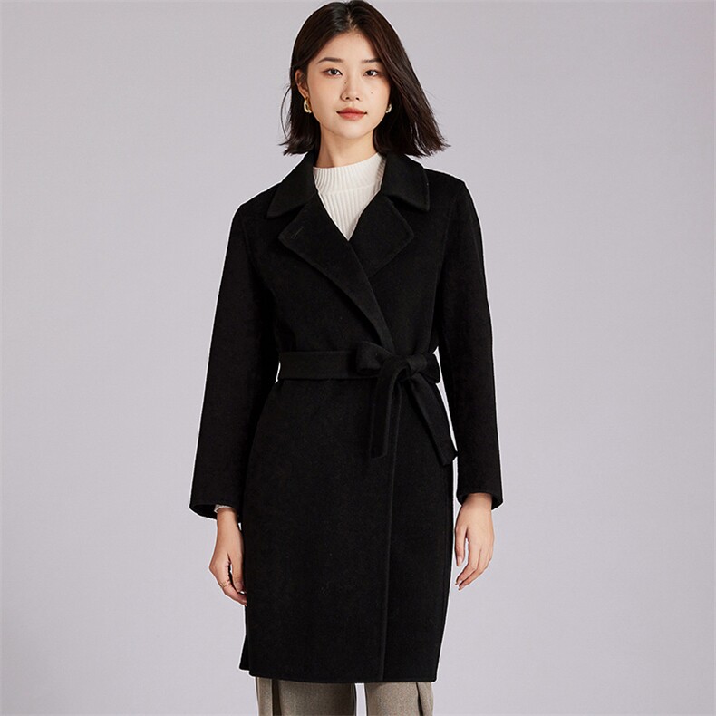 气质高级感柔软垂感百搭潮流简约长款显瘦羊毛大衣，女装双面呢大衣，羊程大衣
