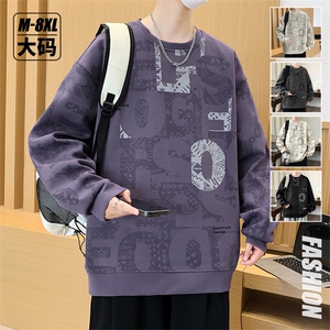 大码卫衣 春秋潮流印花卫衣男宽松休闲 W9906图片