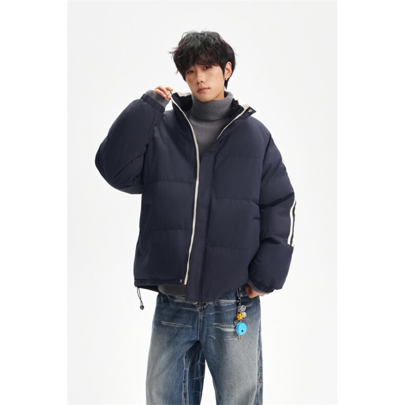 ！冬季条纹五防立领加绒加厚棉衣情侣撞色棉服外套MY7777-P68图片
