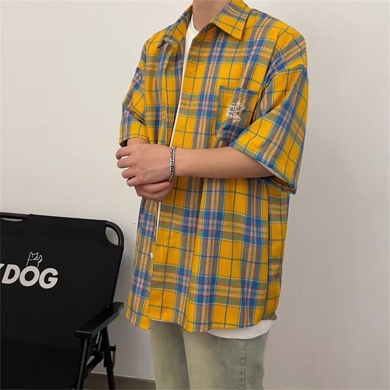 夏季新款衬衫潮流慵懒男方领衬衫刺绣P32,男装衬衫,星座1116-2