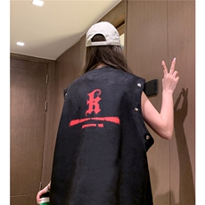 中性夏装新款麂皮绒印花可拆卸圆领宽松短袖T恤女背心D286P38，男装背心/马甲，电商A335-1（原A458）