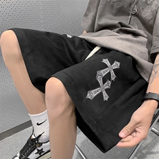 B239-1519-P43美式十字架短裤麂皮绒休闲男学生抽绳运动五分裤子，男装休闲裤，星座514-2(原B239)