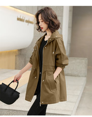 大码女装胖mm中长款风衣外套女春装新款中年妈妈宽松开春休闲上衣，女装风衣，依万里
