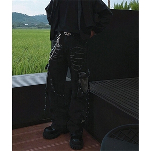 春季美式脏旧水洗微喇牛仔裤男复古痞帅炸街直筒宽松长裤 N4031图片