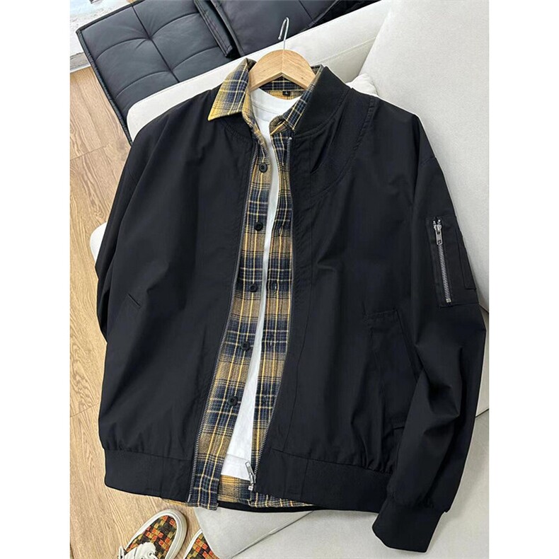 黑色ma1飞行员夹克外套男短款春秋季cleanfit工装棉服夹棉棒球服图片