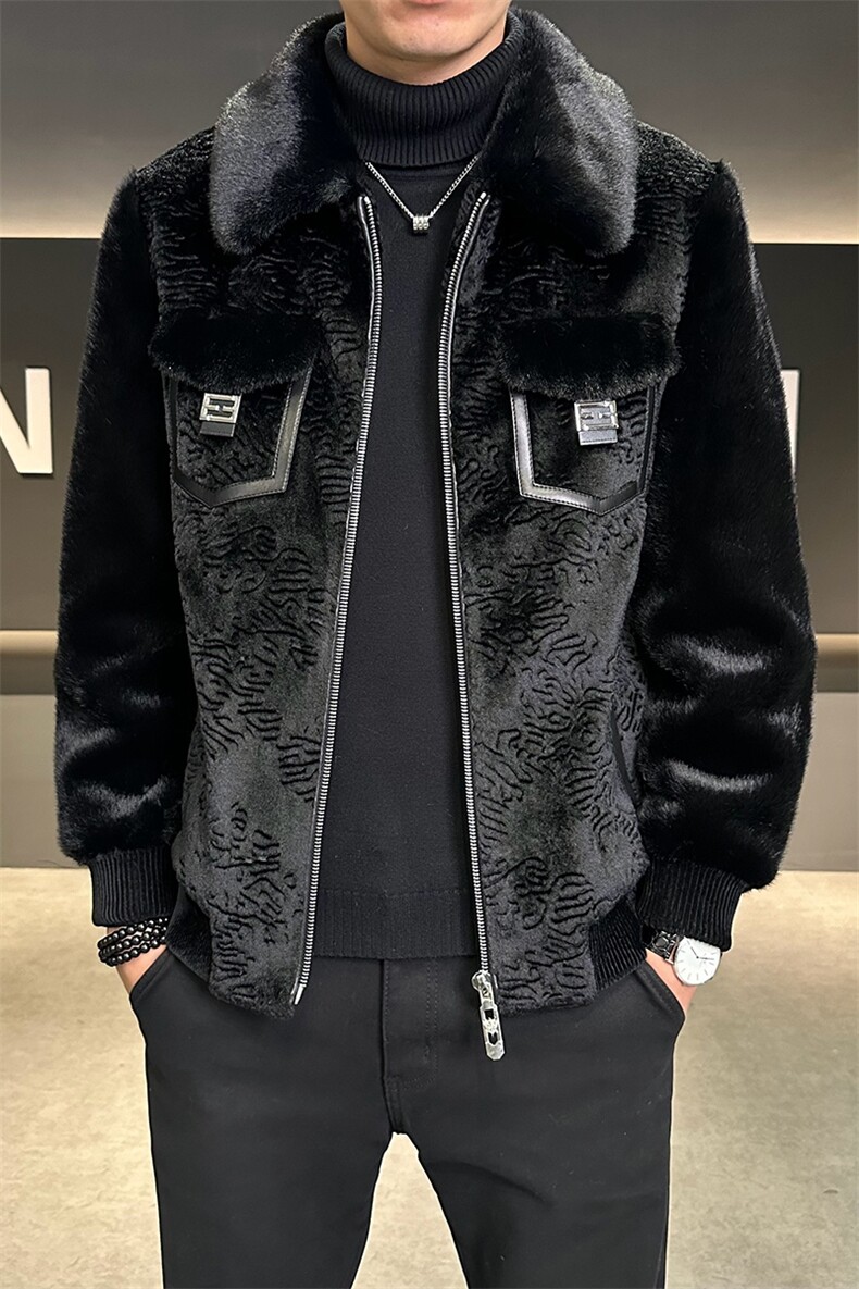 冬季男士时尚加厚仿皮草保暖爸爸装商务夹克外套ZX8961-P255,男装夹克,星座1105-3