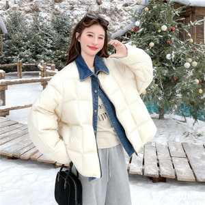 假两件 牛仔拼接90羽绒服外套2C259-2505-P325-K488图片