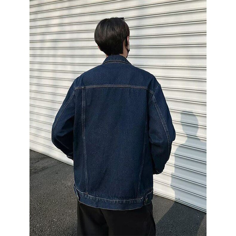 春日港风撞色长袖格子拼接牛仔外套复古甜酷3561-P79,男装夹克,星座1109-3