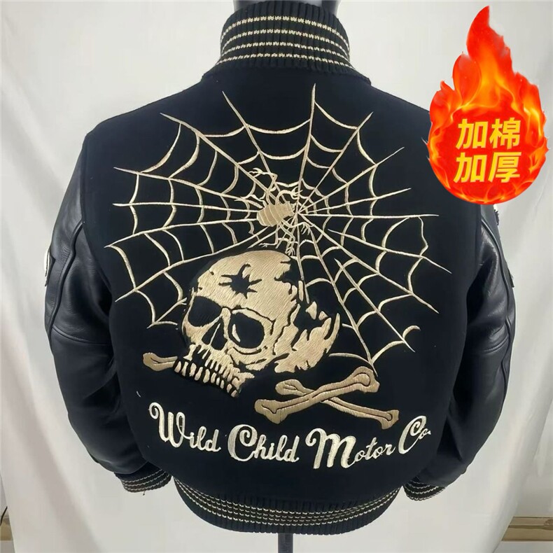 1506/QF9030/P109东洋黑骷髅蜘蛛网棒球服，女装职业装，星座1506