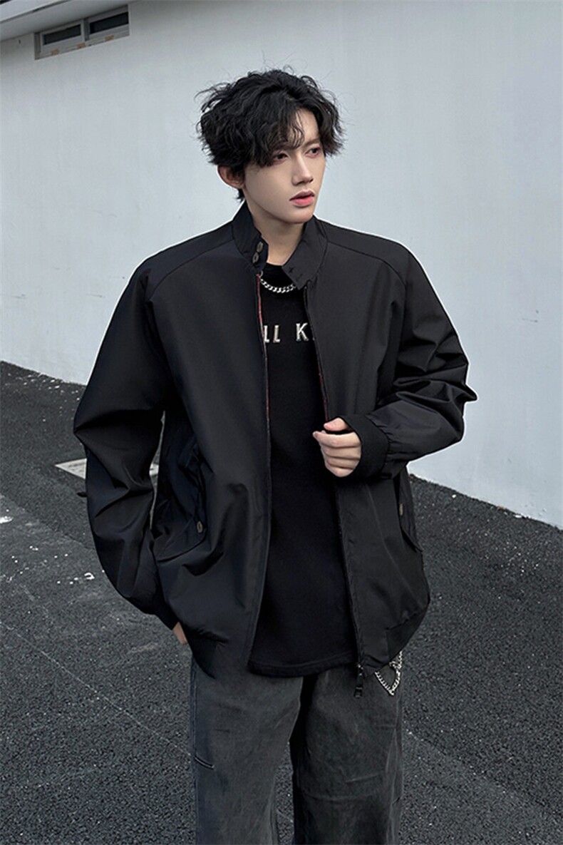 8XL-M美式复古棒球服外套男特大码潮牌双拉链立领夹克衫JK005P85,男装夹克,电商B312