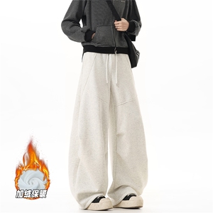 YK358 特P42 加绒48 无影墙 冬装加绒加厚褶皱弯刀卫裤休闲运动裤，男装休闲裤，电商A249