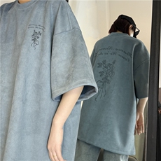 麂皮绒烧花美式复古街头潮牌t恤重磅中性XZ301B-JB4301-p28，男装T恤，星座301B