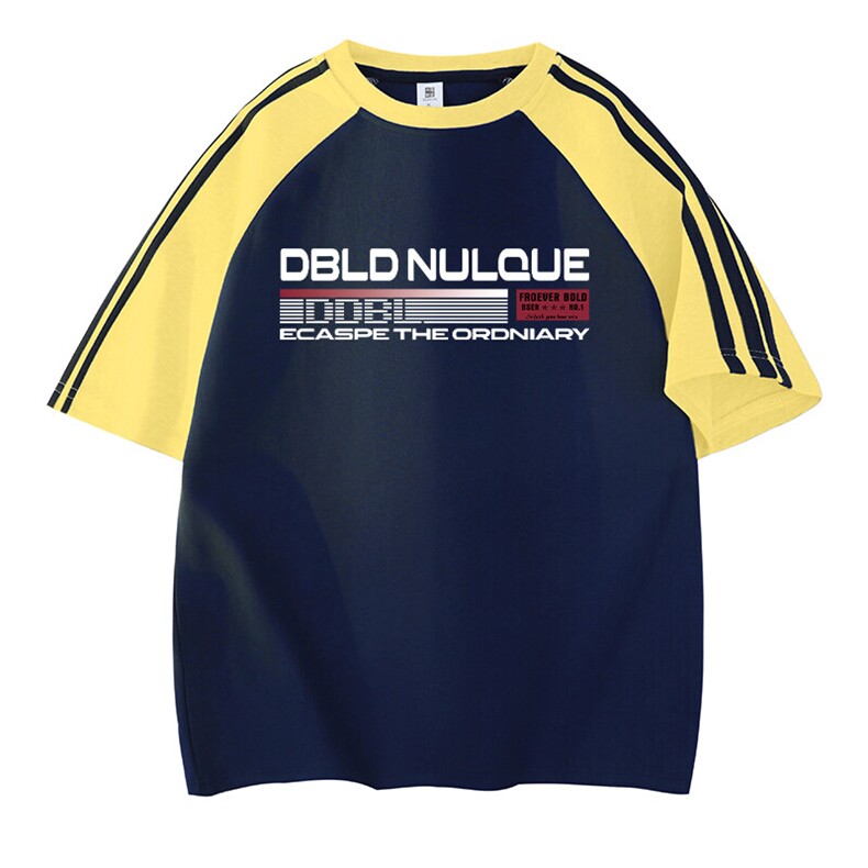 抖音得物品质二开240克宽松纯棉美式潮牌插肩三杠织带短袖T恤,男装T恤,电商A486