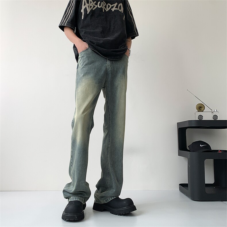 冰丝牛仔微喇裤X2455-TP45控价68夏季薄款透气黄泥色弹力冰丝裤,男装休闲裤,电商A102-1