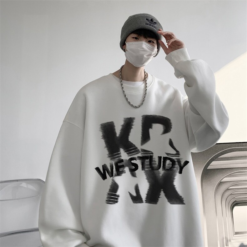 圆领卫衣男学生创意字母设计卫衣美式休闲无帽卫衣外套男生,女装短外套,星座715-4