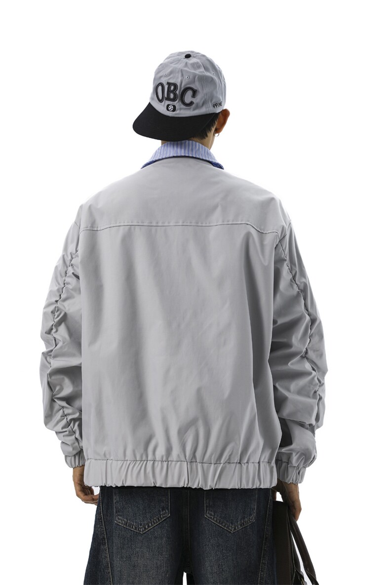条纹撞色领字母刺绣大码M-5XL夹克男100%聚酯纤维JK78080P69控98,男装夹克,星座226-1