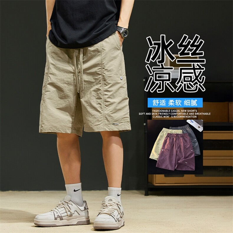 抖音品质冰丝休闲短裤男夏季新款宽松A146-GY254特p25量大优,男装牛仔裤,HDA146