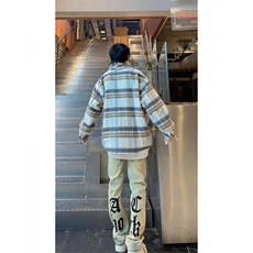网络图现货外套男士秋冬设计感潮牌宽松格子情侣夹克R2218-P68，男装夹克，星座1005-4