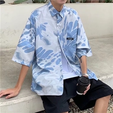 夏款男短袖衬衣扎染印花花衬衣短袖外套CS623P30，女装短外套，星座1013-1