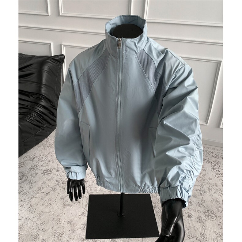 美式罗纹拼接袖子褶皱大码M-5XL教练夹克男JK78056P69控105,男装夹克,星座226-1