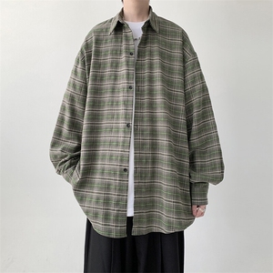 宽松灰色格子衬衫男KD628-P30图片