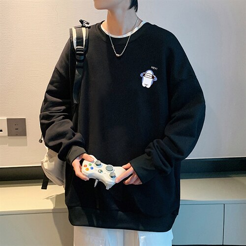 S6167-P28 加绒款-P33 秋季圆领卫衣男大码韩版宽松长袖外套图片
