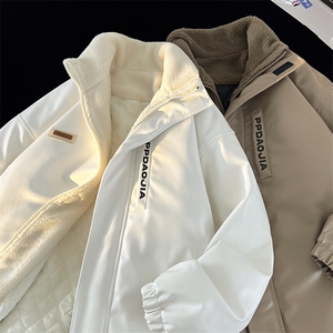 特批P100无差价港风oversize复古PU皮立领棉服男加棉皮衣外套M91图片