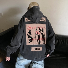 秋冬重磅水洗做旧大码连帽卫衣男美式贴布印花JK23474特批53控88，男装卫衣，星座605(原A050)