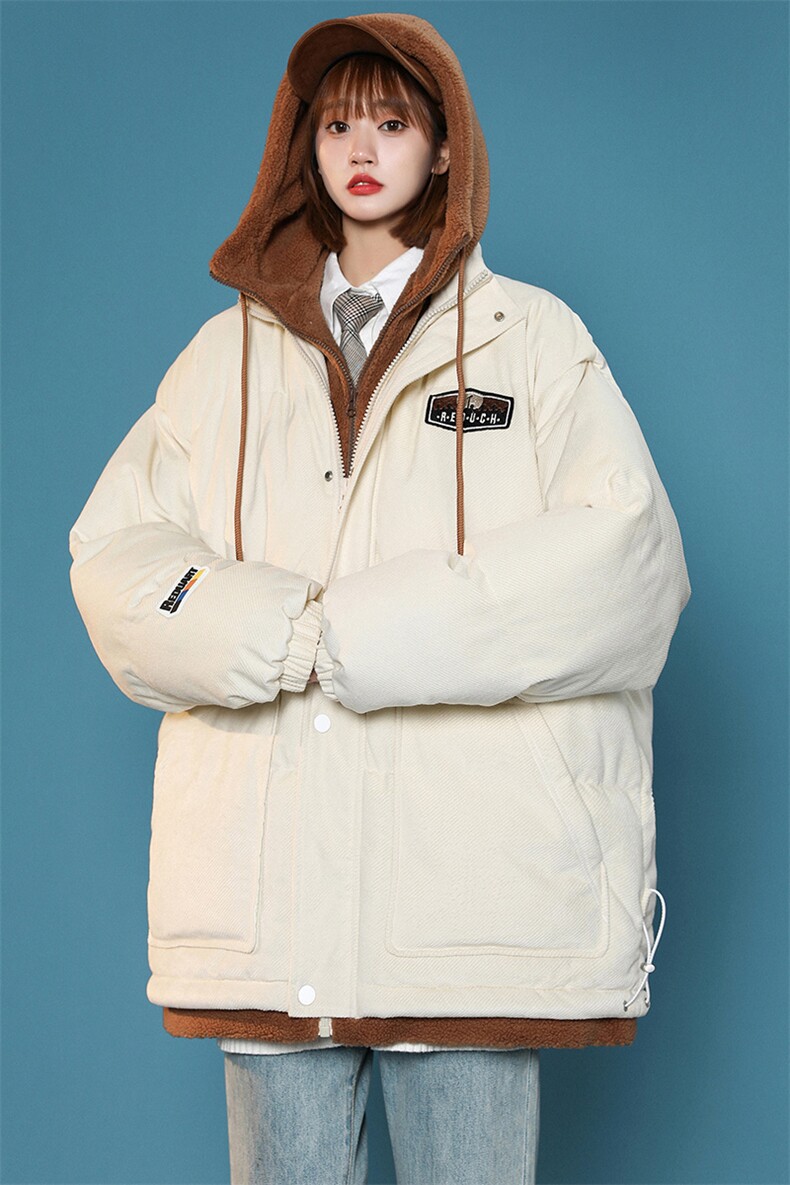 冬季中性风假两件棉衣外套加绒加厚清新棉服男女8117-P140控价188,男装棉衣,电商A441-1