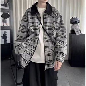 网络图现货千鸟格夹克情侣百搭外套男美式复古格纹上衣RJ642-P78图片