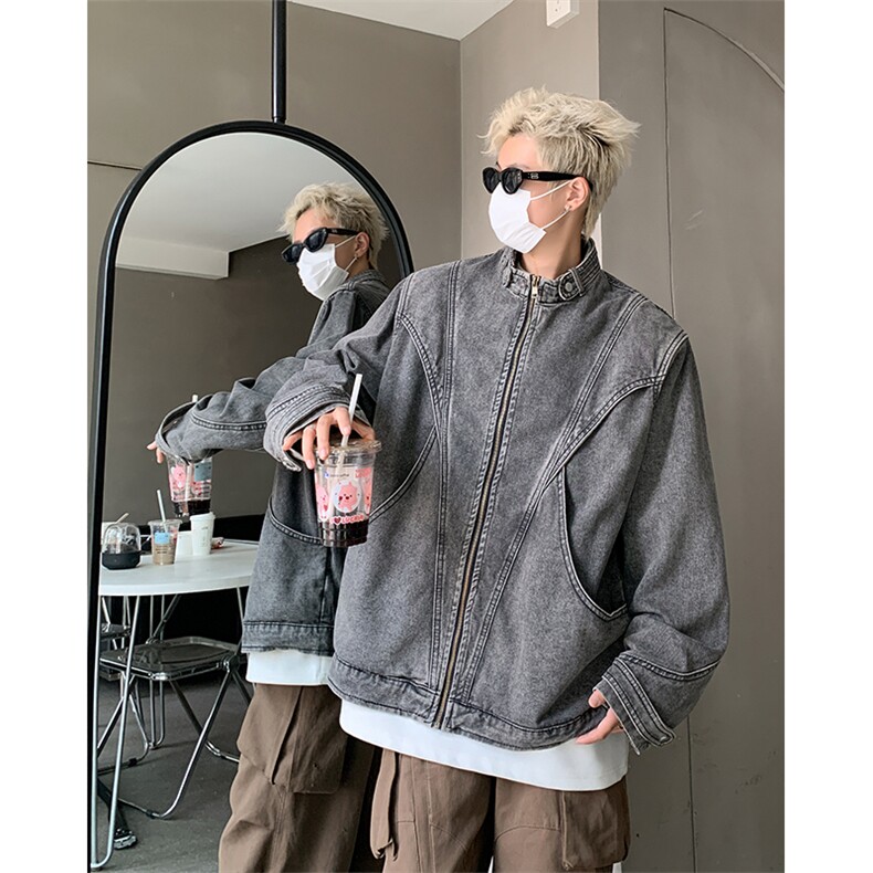 哈灵顿水洗牛仔夹克外套春秋解构cleanfit立领上衣男JK2553-P108,男装工装外套,电商B295