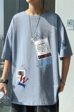 ！2021春夏新款潮流男士纯棉短袖T恤宽松半袖体恤衫T777P28，男装T恤，电商B220