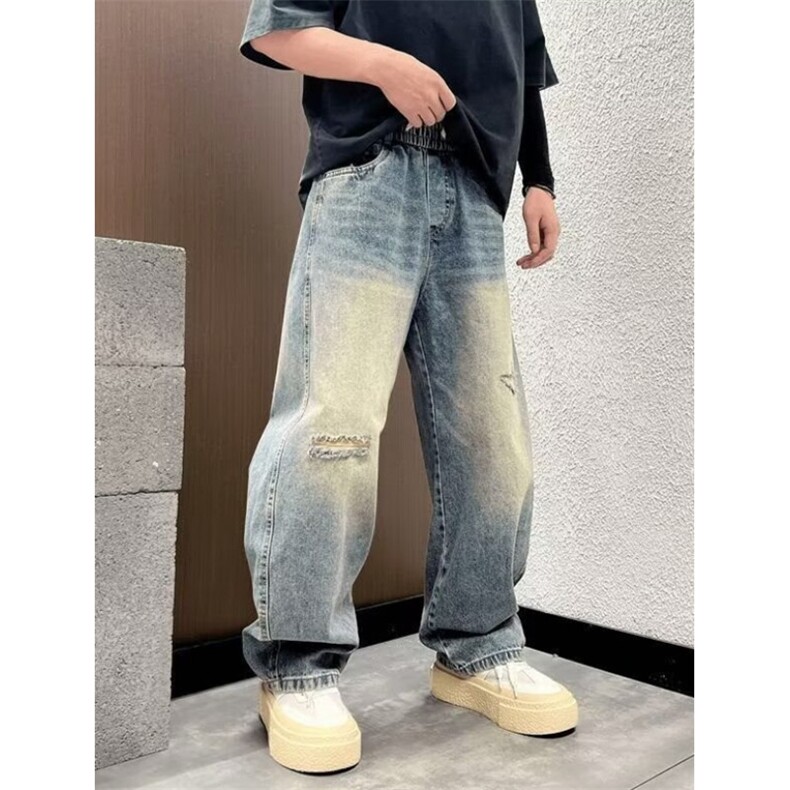 港风潮男春秋字母牛仔裤嘻哈ins潮高街潮流痞帅长裤NKB824,男装牛仔裤,星座1116A（原606A-3）
