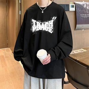 直播品质 秋冬重磅潮牌嘻哈美式印花纯棉长袖T恤打底衫CT389特P28图片