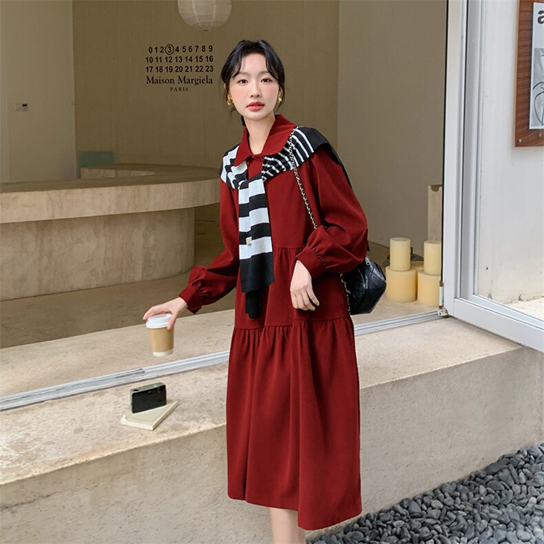 【2025春季新款】娃娃领宽松版连衣裙带披肩2C037229P135K188,女装连衣裙,2C037