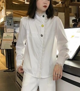 现货：立领花边衬衣图片