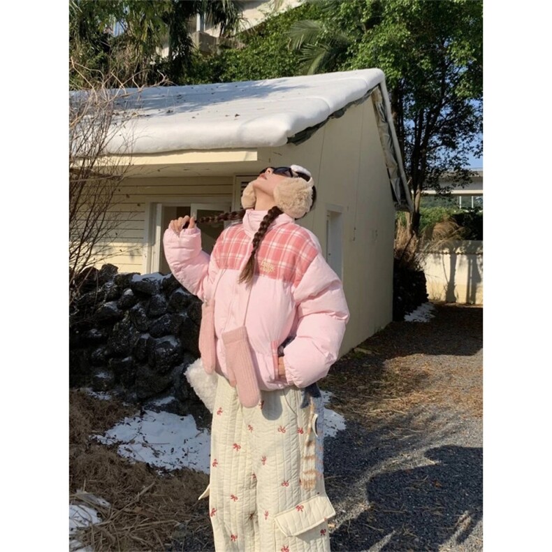 有货203-6F52507P83～美式格纹拼接棉服女冬季保暖外套,男装棉衣,星座203-6(原电商259)