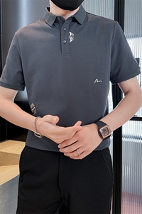 2025夏季抖音新中式刺绣短袖T恤翻领Polo衫T25099-P58控78图片