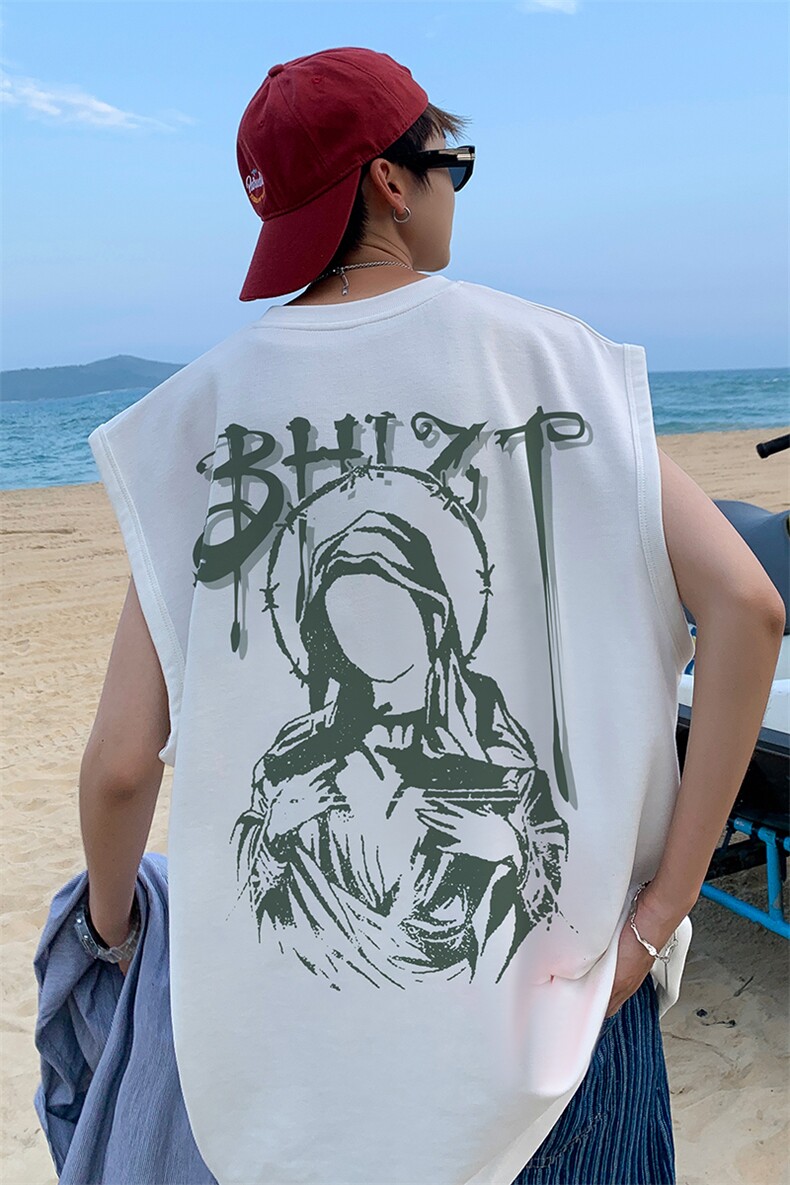 B239-1225-P23夏季坎肩无袖T恤男装背心/马甲创意字母人像印花,男装背心/马甲,星座514-2(原B239)