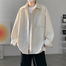 8XL-M加绒灯芯绒衬衫大码复古秋冬翻领上衣外套CS9001/P58加绒68，男装衬衫，电商B238