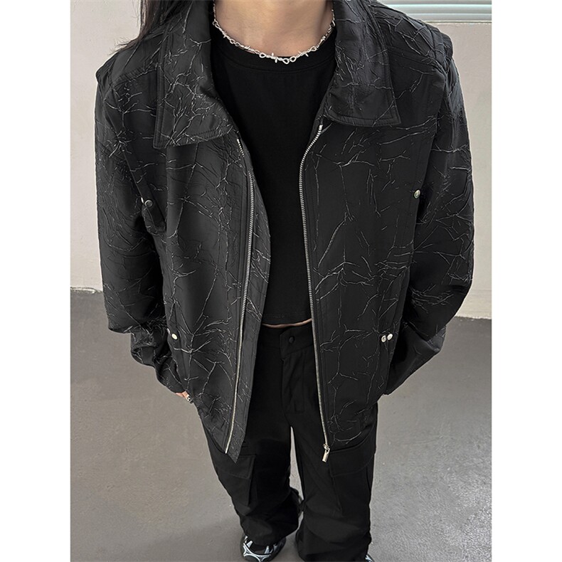 中性女模新款印花压皱美式冷淡风夹克外套JK004-P80控108,男装夹克,电商A132（原电商B245）