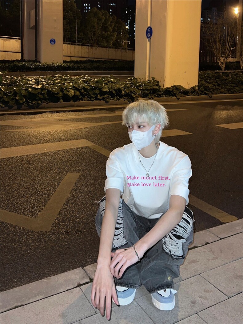 cleanfit短袖t恤高级感oversize七分袖XZ310A-4-T37,男装T恤,星座310A-4