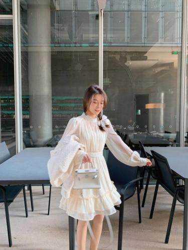 2021春季新品娃娃款压皱连衣裙，女装连衣裙，M.W 嫚维